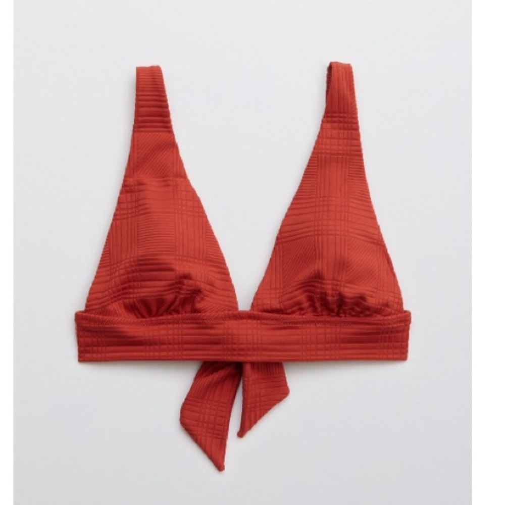 Aerie jacquard tie long line triangle bikini top